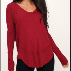 Free People Catalina Red Thermal Long Sleeve